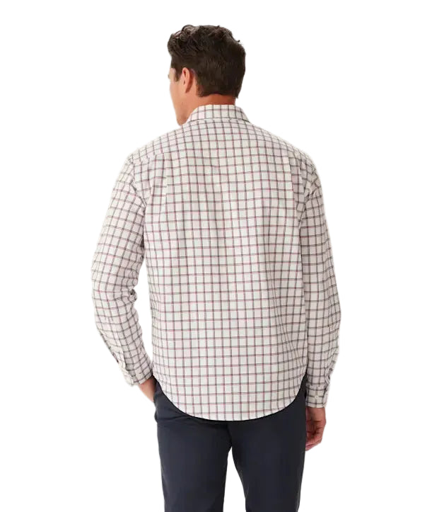 R.M.Williams Mens Classic Twill Check L/S Shirt (SH201WL04) White/Red/Navy