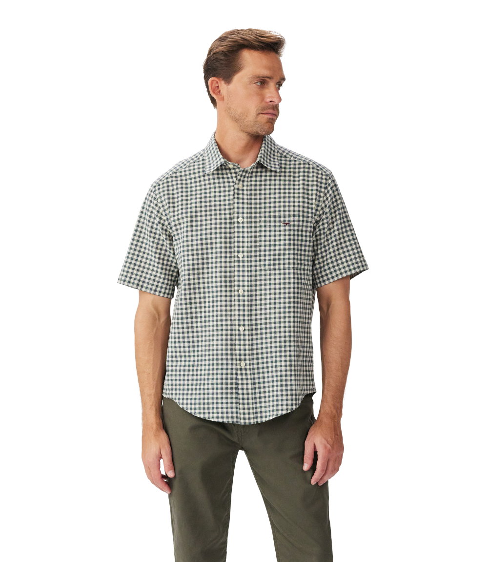 R.M.Williams Mens Johnson S/S Shirt (SHU11OS01) Olive
