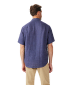 R.M.Williams Mens Newman Linen S/S Shirt (SHU10LI01) Navy