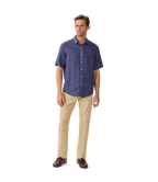 R.M.Williams Mens Newman Linen S/S Shirt (SHU10LI01) Navy