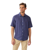 R.M.Williams Mens Newman Linen S/S Shirt (SHU10LI01) Navy
