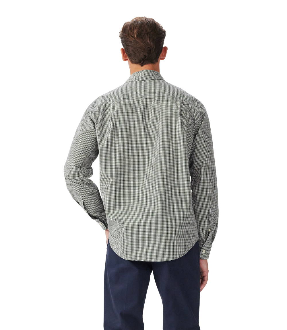 R.M.Williams Mens Quinn Classic Poplin L/S Shirt (SHU01PS01) White/Navy/Green