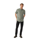 R.M.Williams Mens Parkes Regular Poplin S/S Shirt (SH201PS10) Sage Navy