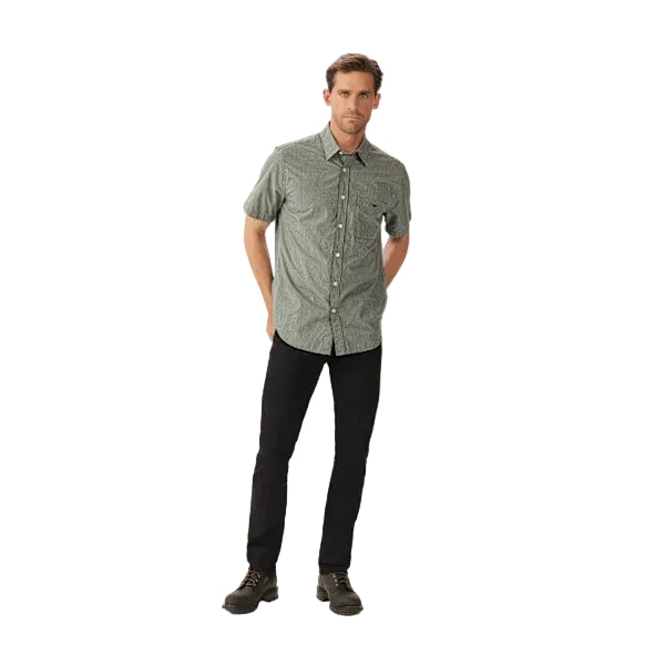 R.M.Williams Mens Parkes Regular Poplin S/S Shirt (SH201PS10) Sage Navy