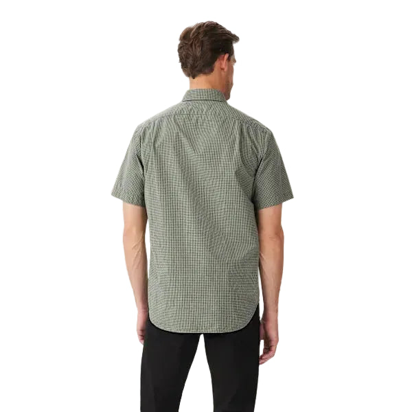 R.M.Williams Mens Parkes Regular Poplin S/S Shirt (SH201PS10) Sage Navy