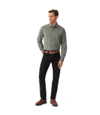 R.M.Williams Mens Parkes Regular Poplin L/S Shirt (SH200PS01) Sage Navy