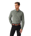 R.M.Williams Mens Parkes Regular Poplin L/S Shirt (SH200PS01) Sage Navy