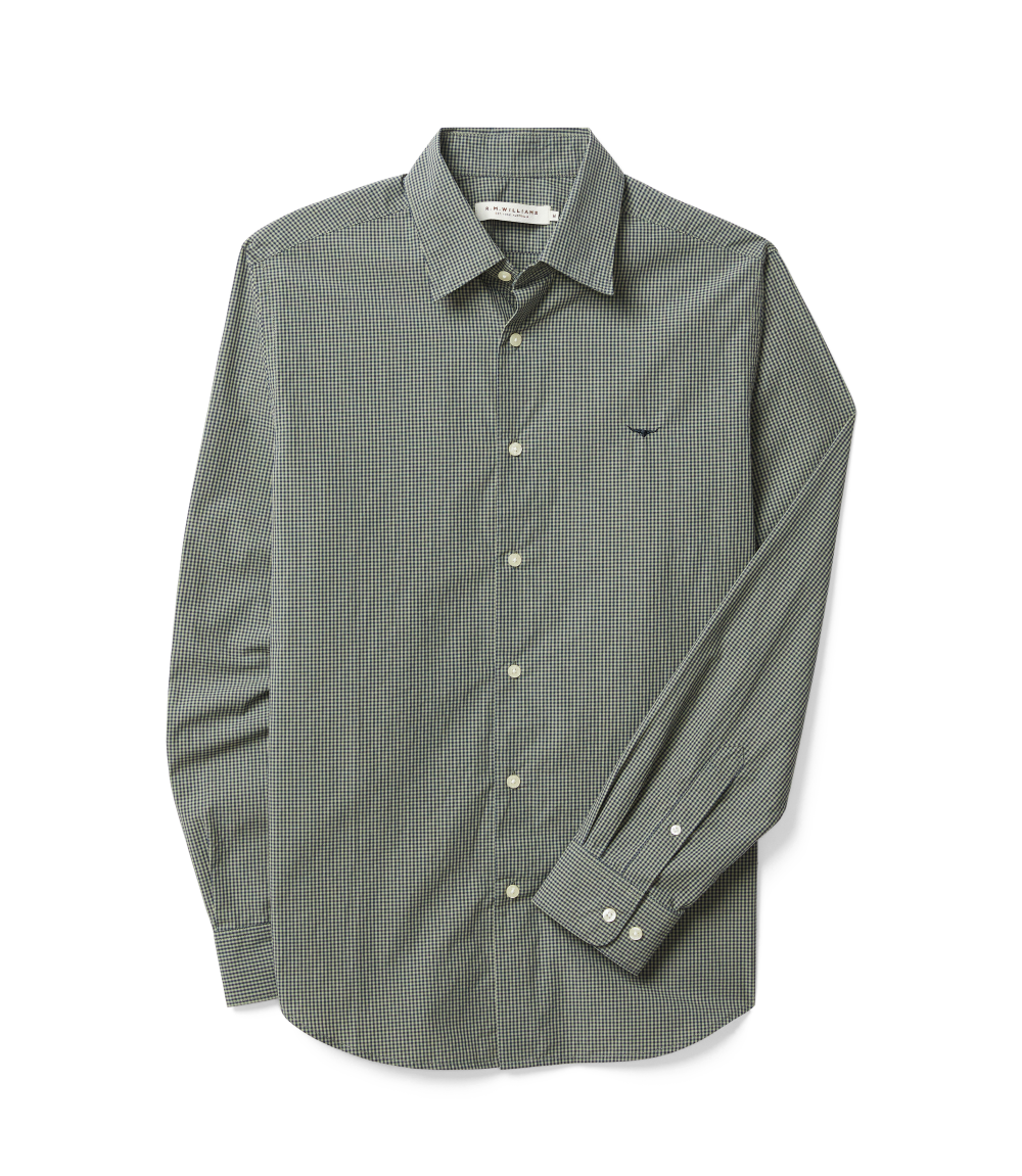 R.M.Williams Mens Parkes Regular Poplin L/S Shirt (SH200PS01) Sage Navy