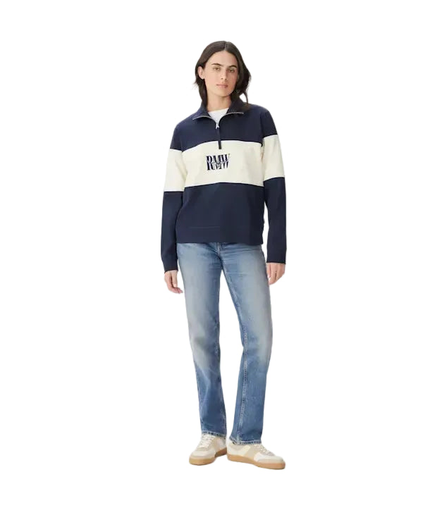 R.M.Williams Womens Trickett Panel 1/4 Zip Jumper (KZ800RJ01) Navy Ivory