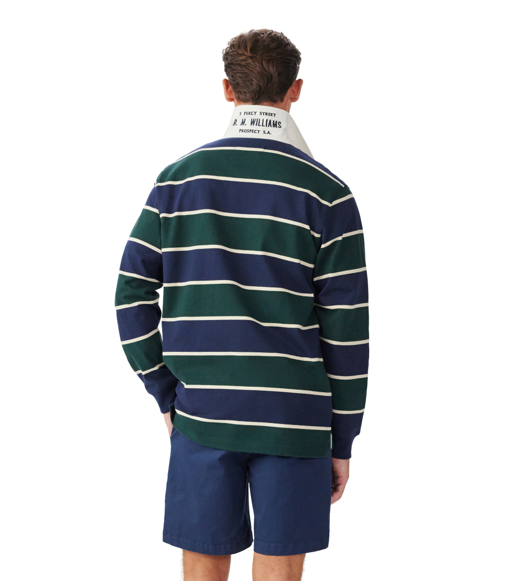R.M.Williams Mens Bright Rugby (KR200RJ14) Navy/Green/Cream
