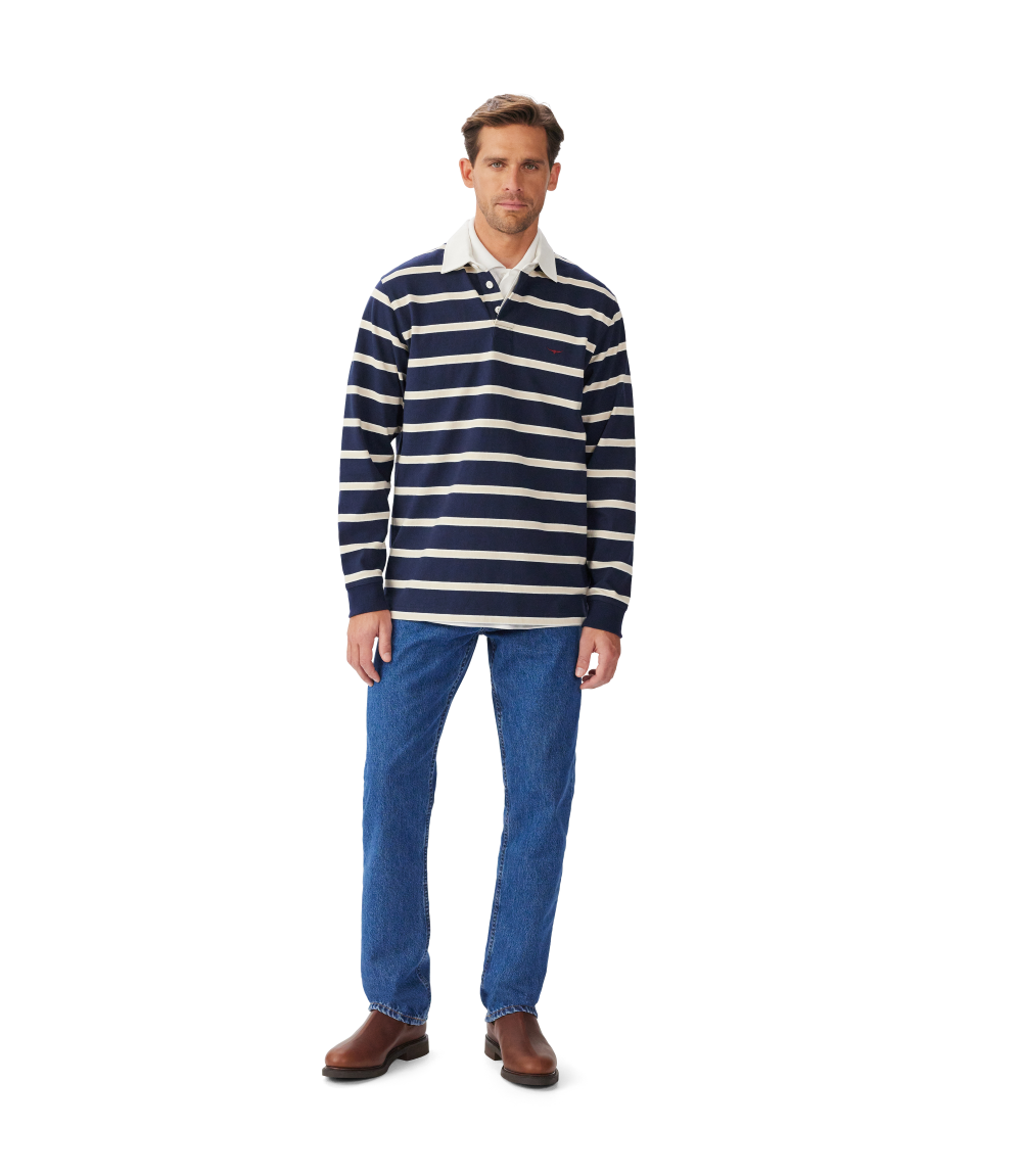 R.M.Williams Mens Brunswick Rugby (KR200RJ12) Navy/Sand