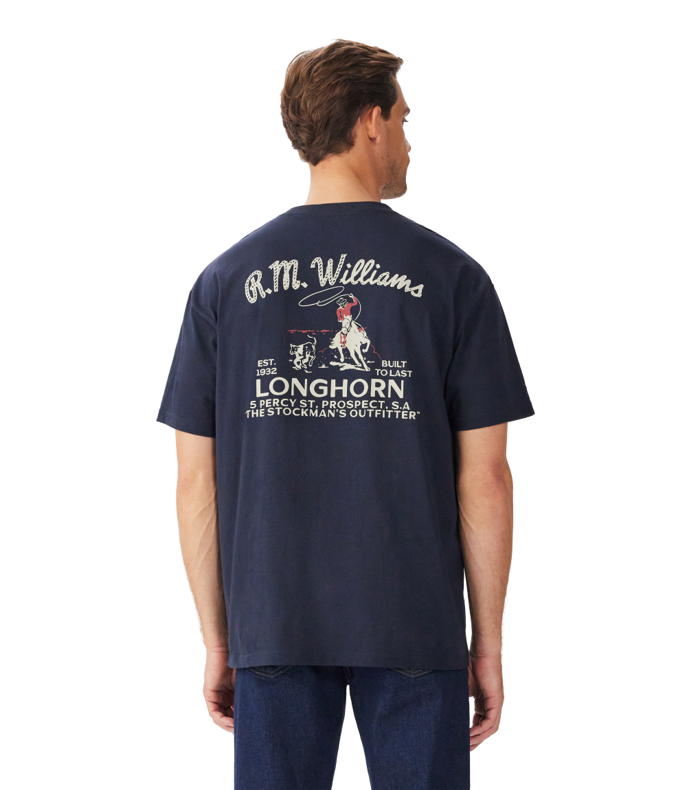 R.M.Williams Mens Longhorn S/S Tee (KDU10JE01) Navy