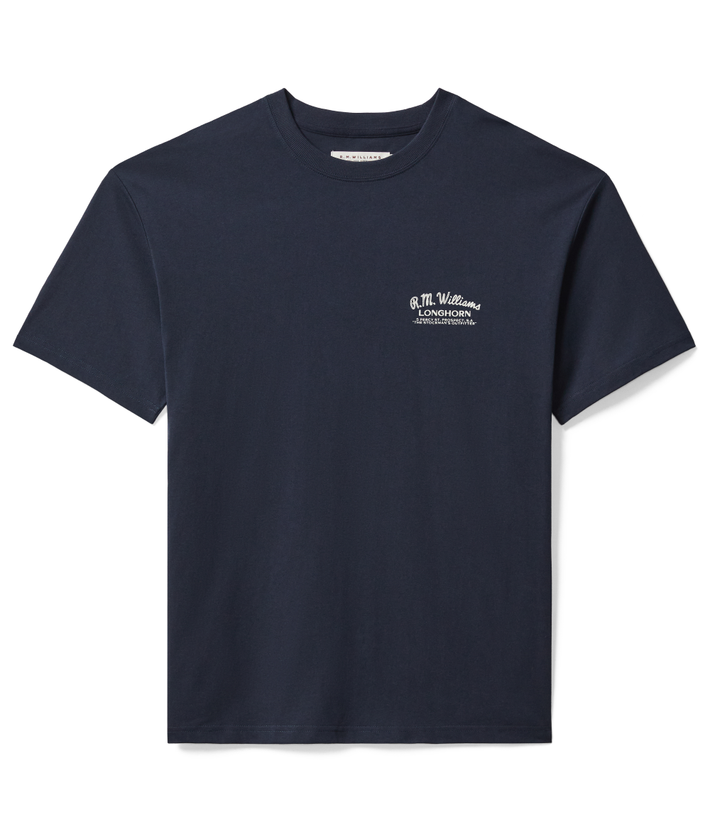 R.M.Williams Mens Longhorn S/S Tee (KDU10JE01) Navy