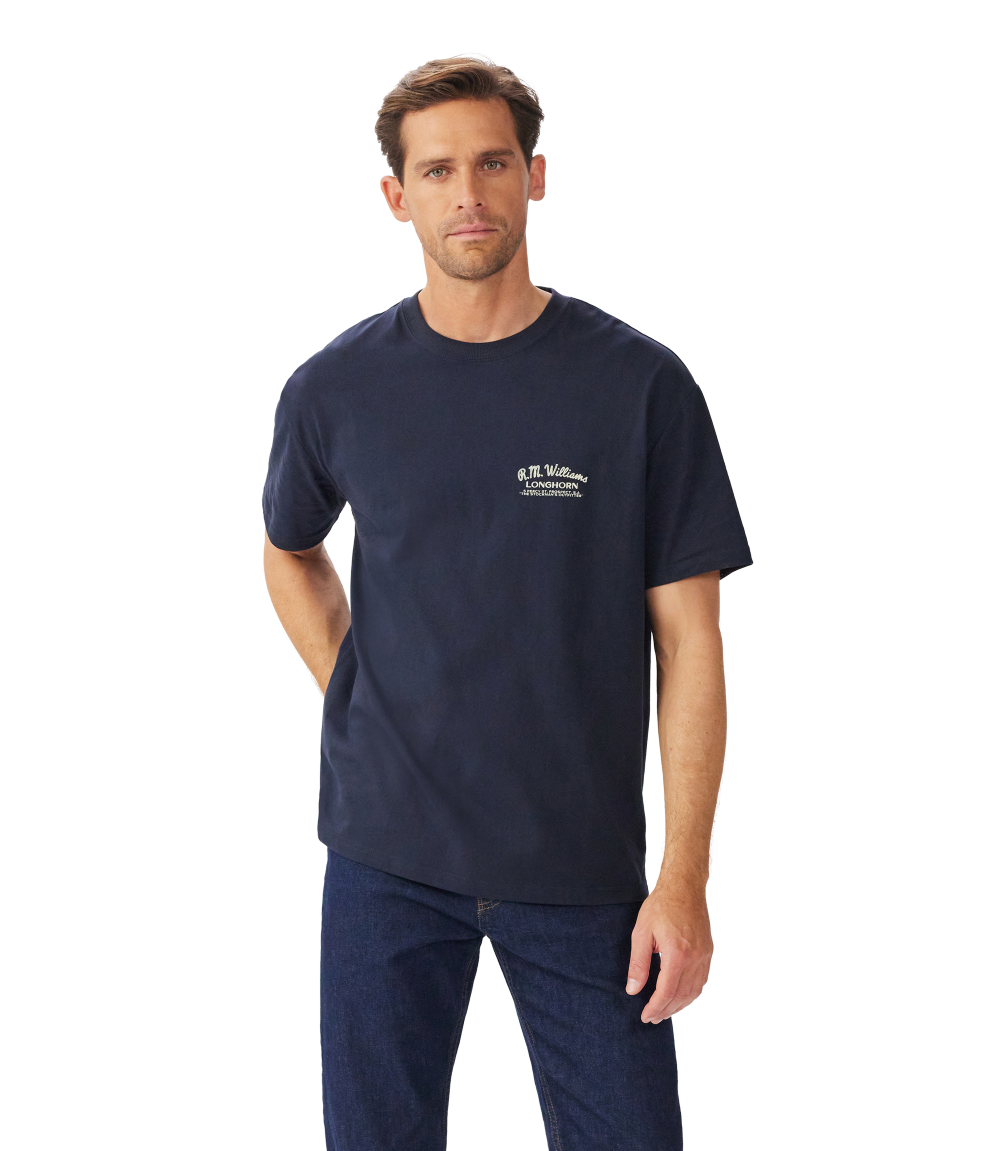 R.M.Williams Mens Longhorn S/S Tee (KDU10JE01) Navy