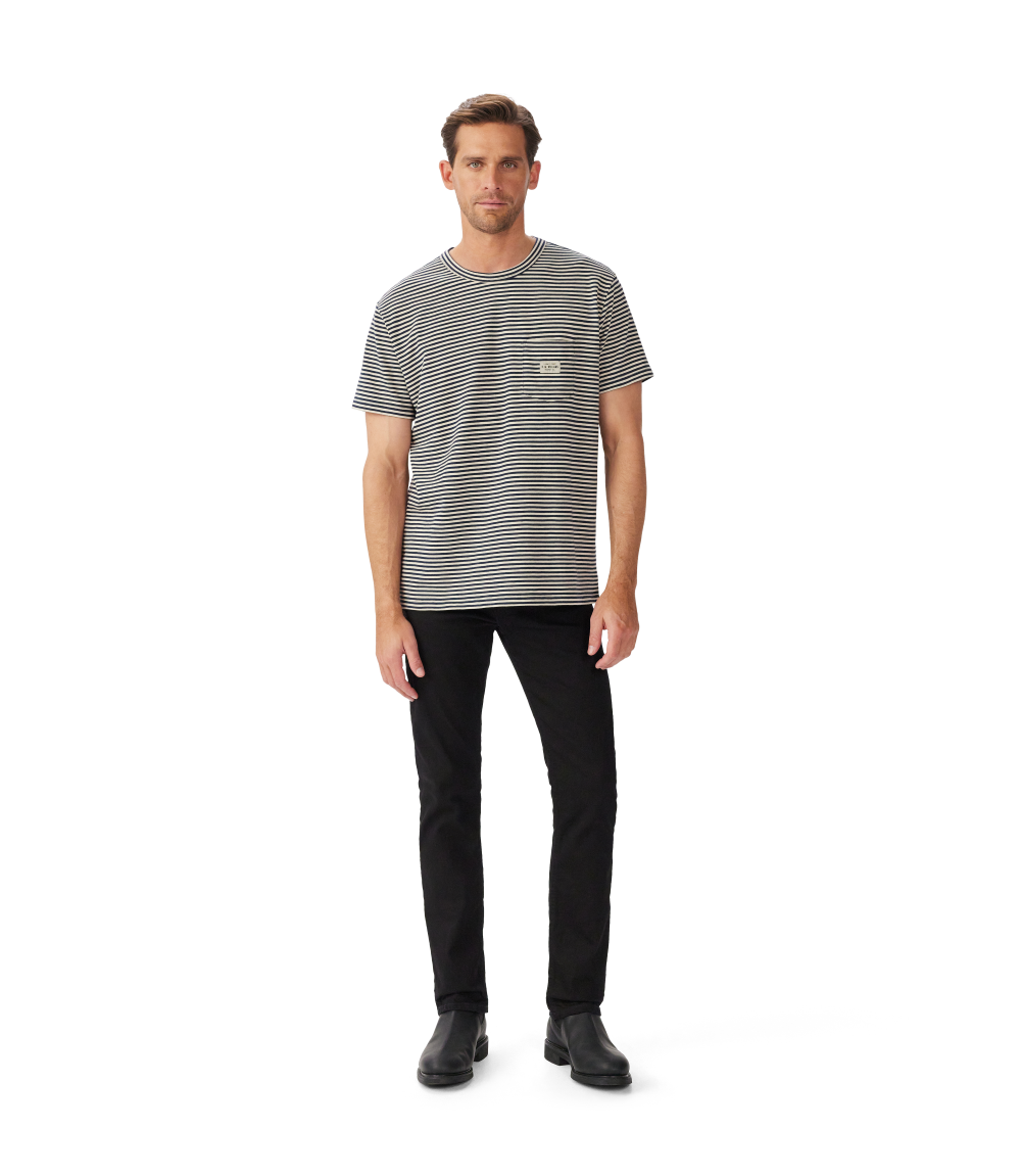 R.M.Williams Mens Stanley Stripe S/S Tee (KD211JE56) Sand/Navy