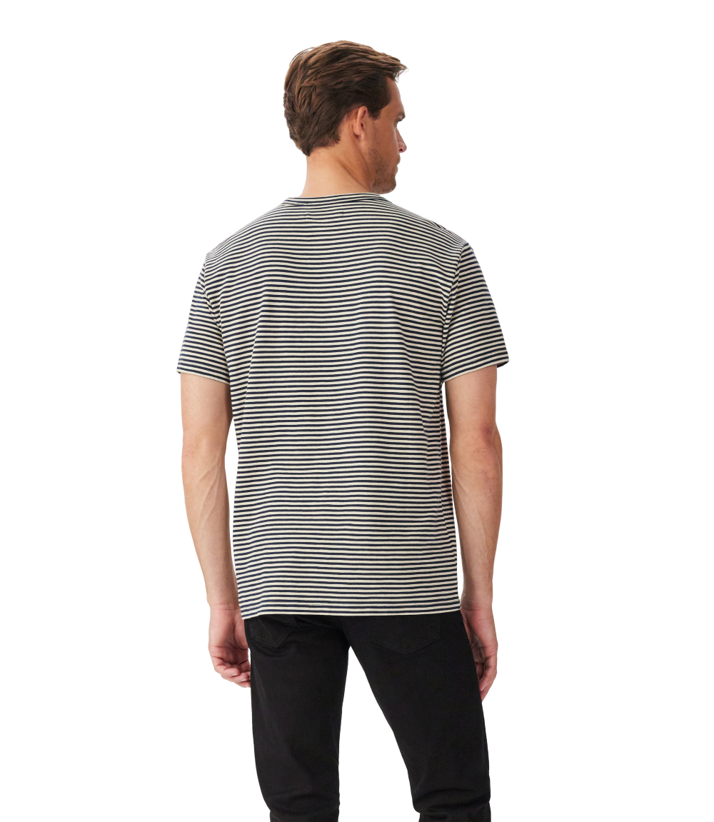 R.M.Williams Mens Stanley Stripe S/S Tee (KD211JE56) Sand/Navy