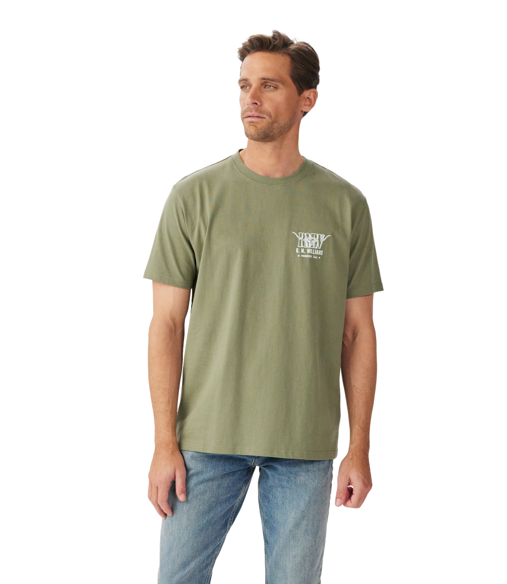 R.M.Williams Mens Prospect S/S Tee (KD210JE54) Dark Olive