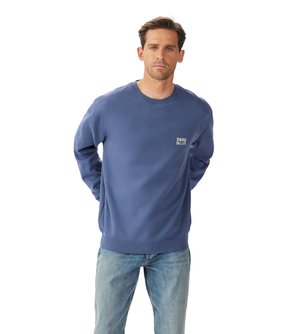 R.M.Williams Mens Branded Crew Jumper (KCU00BB01) Blue