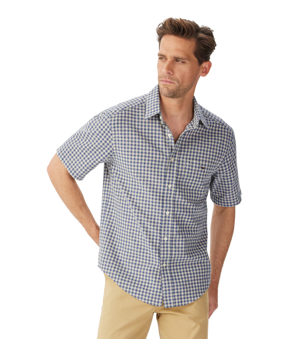 R.M.Williams Mens Johnson S/S Shirt (SHU11OS01) Blue