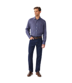 R.M.Williams Mens Newman Classic Linen L/S Shirt (SHU00LI01) Navy