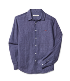 R.M.Williams Mens Newman Classic Linen L/S Shirt (SHU00LI01) Navy