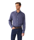 R.M.Williams Mens Newman Classic Linen L/S Shirt (SHU00LI01) Navy