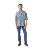 R.M.Williams Mens Newman Classic L/S Linen Shirt (SHU00LI01) Steel Blue