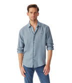 R.M.Williams Mens Newman Classic L/S Linen Shirt (SHU00LI01) Steel Blue