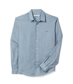 R.M.Williams Mens Newman Classic L/S Linen Shirt (SHU00LI01) Steel Blue