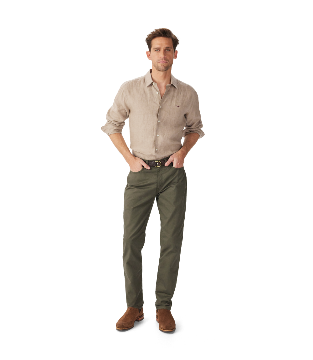R.M.Williams Mens Newman Classic Linen L/S Shirt (SHU00LI01) Taupe