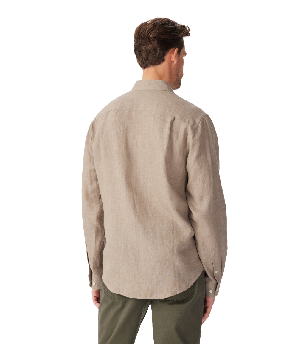 R.M.Williams Mens Newman Classic Linen L/S Shirt (SHU00LI01) Taupe