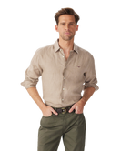 R.M.Williams Mens Newman Classic Linen L/S Shirt (SHU00LI01) Taupe