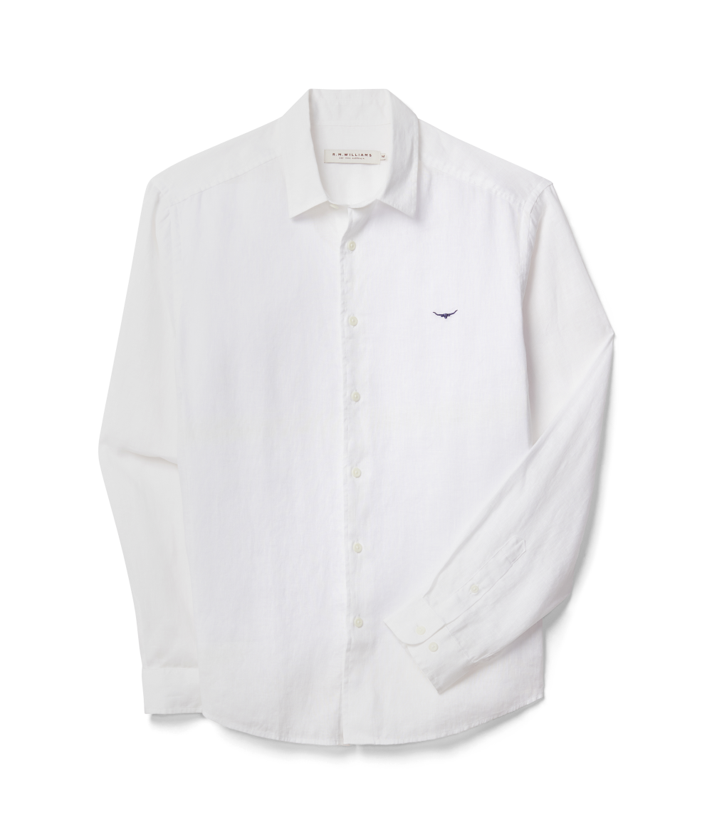R.M.Williams Mens Newman Classic Linen L/S Shirt (SHU00LI01) White