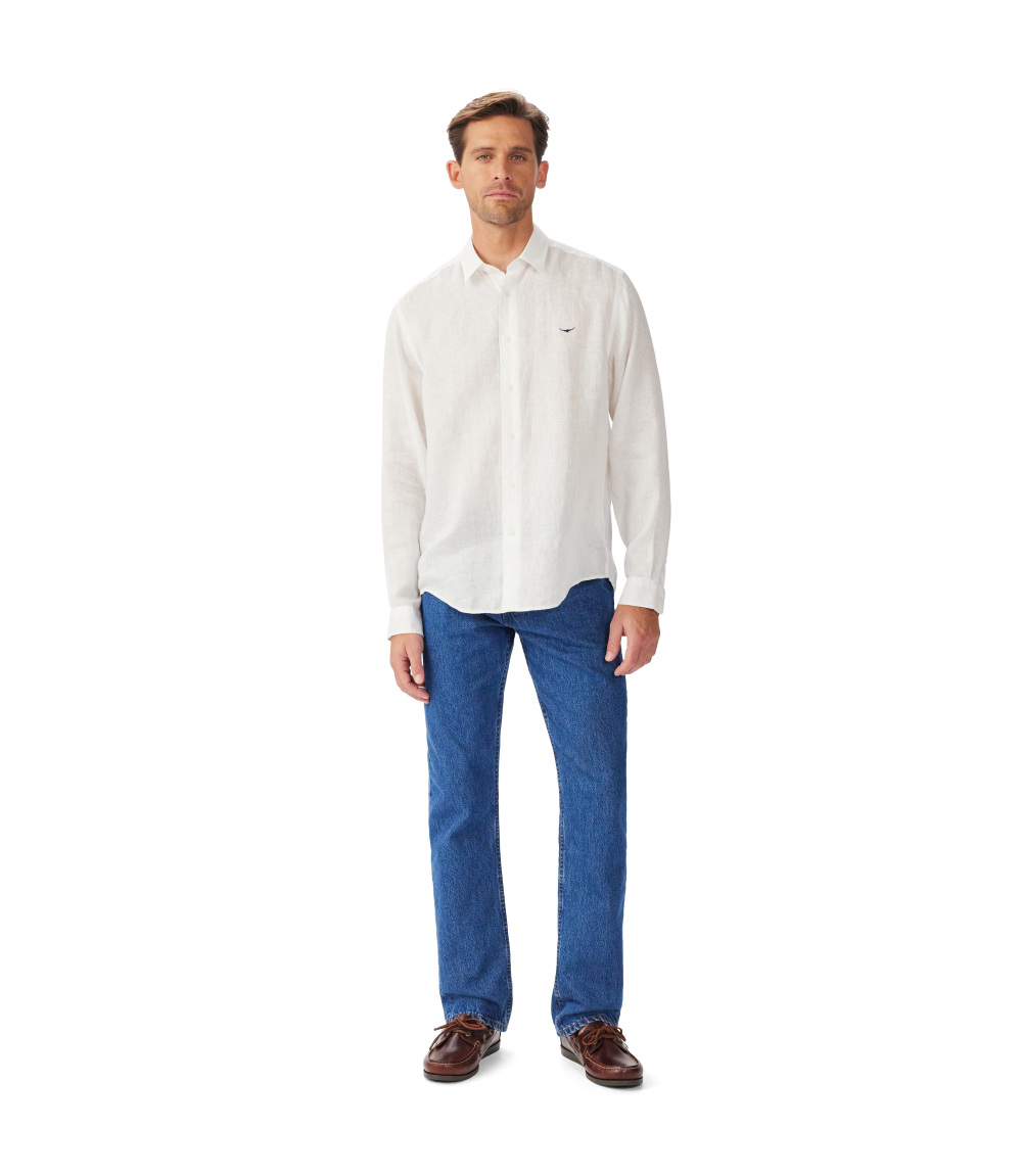 R.M.Williams Mens Newman Classic Linen L/S Shirt (SHU00LI01) White