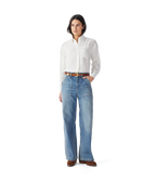 R.M.Williams Womens Hopeland Stripe L/S Linen Shirt (SHX01LN01) White Blue