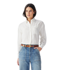 R.M.Williams Womens Hopeland Stripe L/S Linen Shirt (SHX01LN01) White Blue