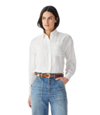 R.M.Williams Womens Hopeland Stripe L/S Linen Shirt (SHX01LN01) White Blue