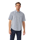 R.M.Williams Mens Augusta Poplin S/S Shirt (SHU11PS01) White Blue