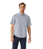 R.M.Williams Mens Augusta Poplin S/S Shirt (SHU11PS01) White Blue
