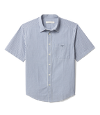 R.M.Williams Mens Augusta Poplin S/S Shirt (SHU11PS01) White Blue
