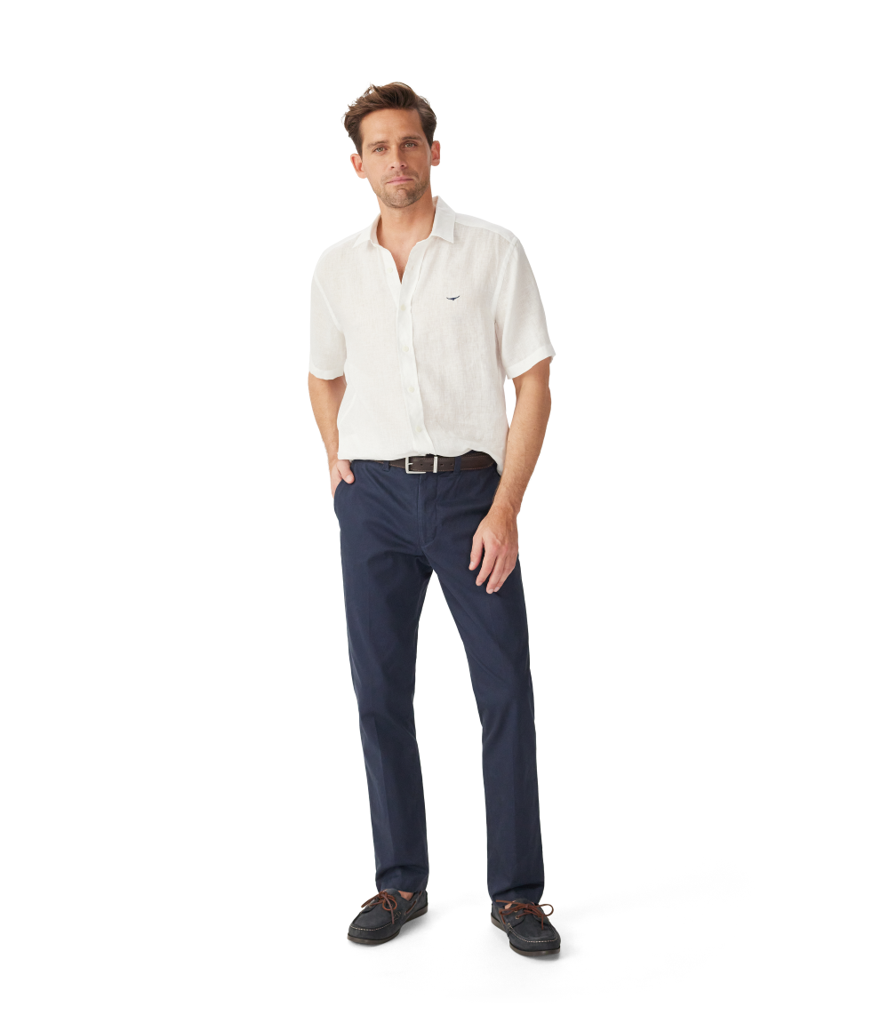 R.M.Williams Mens Newman Linen S/S Shirt (SHU10LI01) White