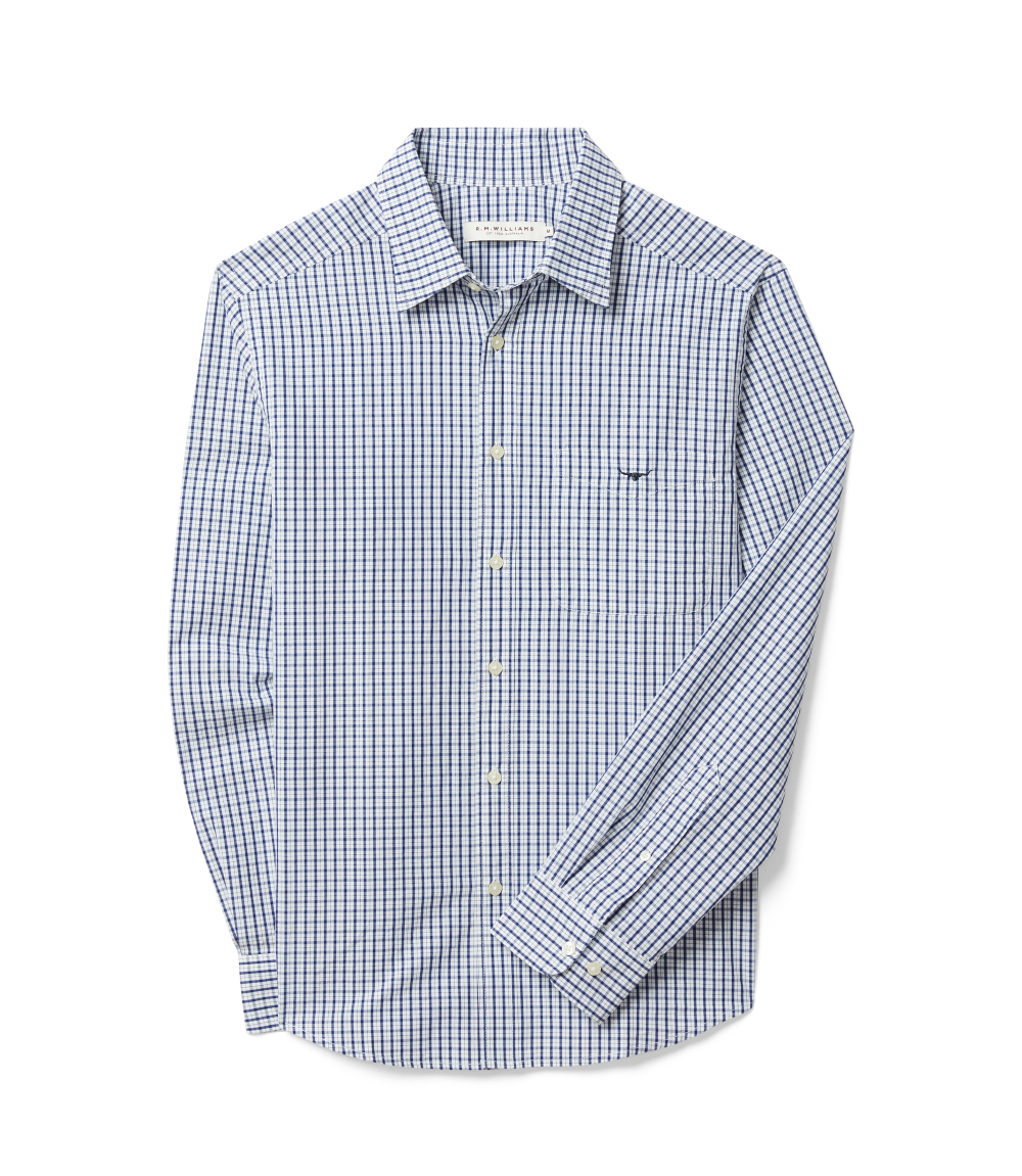 R.M.Williams Mens Augusta Classic Poplin L/S Shirt (SHU01PS01) White Blue