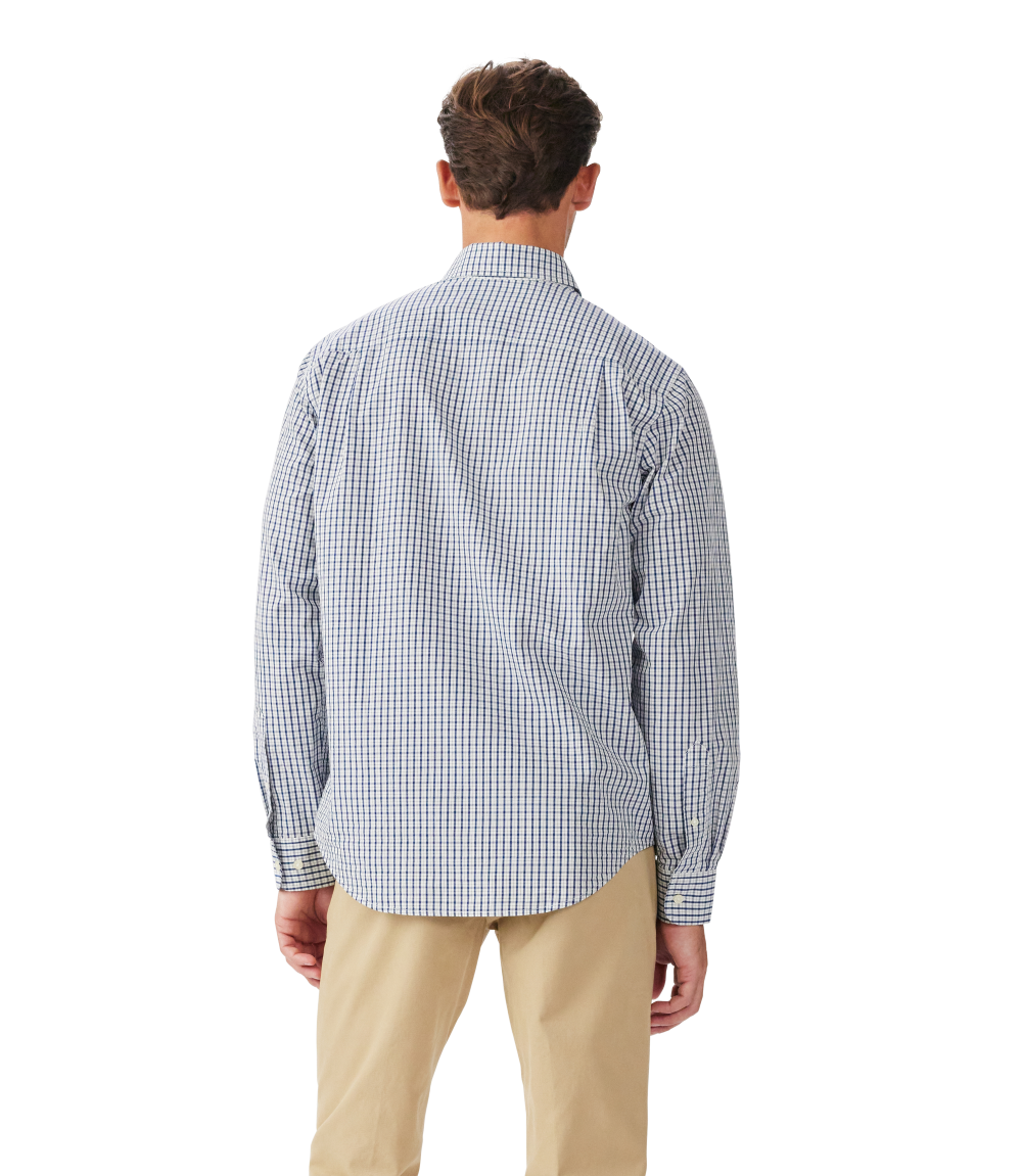 R.M.Williams Mens Augusta Classic Poplin L/S Shirt (SHU01PS01) White Blue