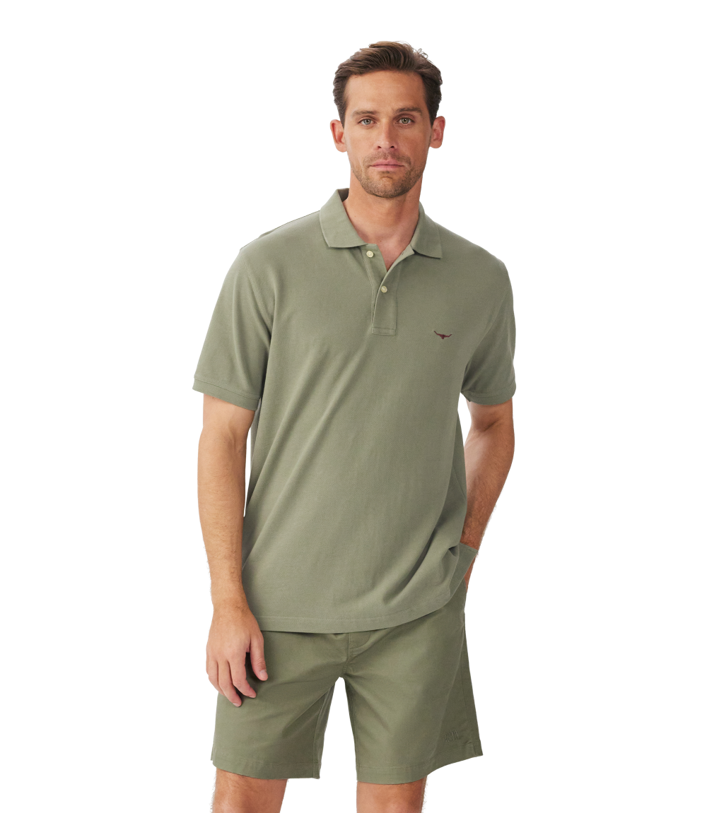 R.M.Williams Mens Rod Polo (KP210PQ23) Dark Olive/Olive