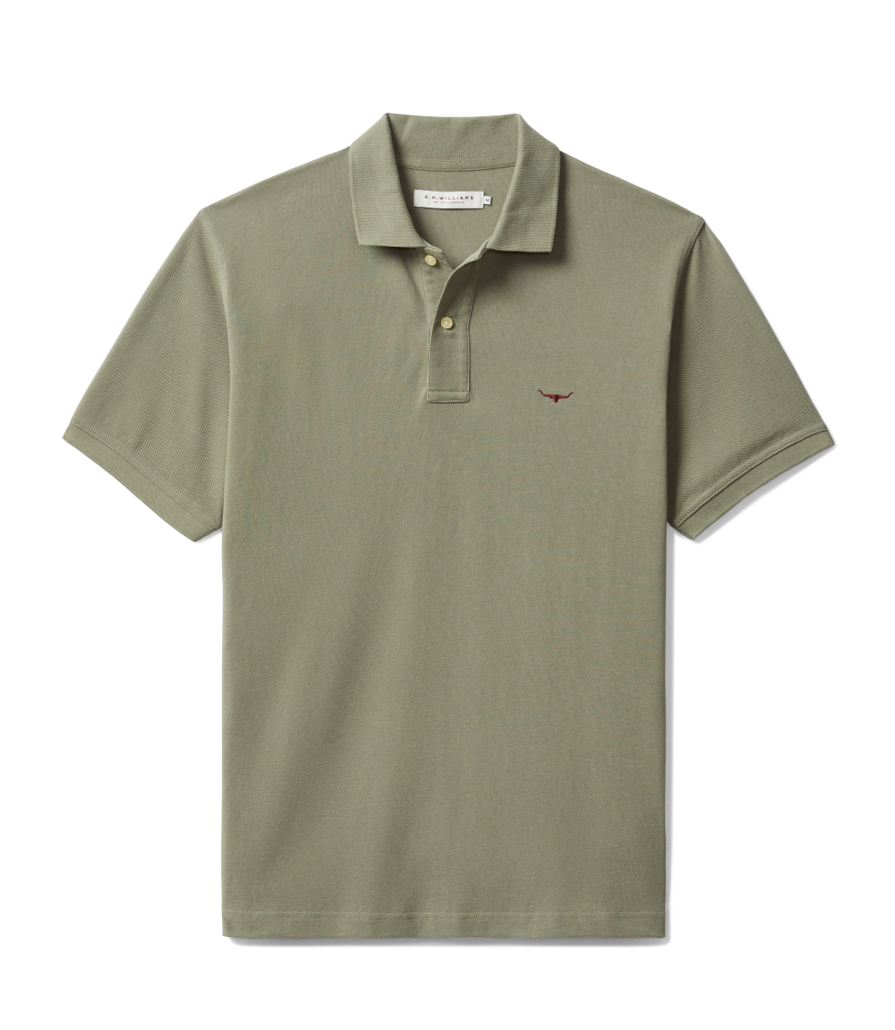 R.M.Williams Mens Rod Polo (KP210PQ23) Dark Olive/Olive