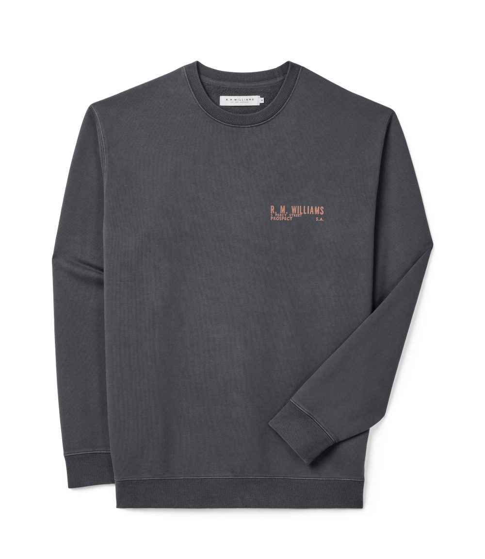 R.M.Williams Mens Flinders Crew Sweatshirt (KC200BB01) Vintage Black