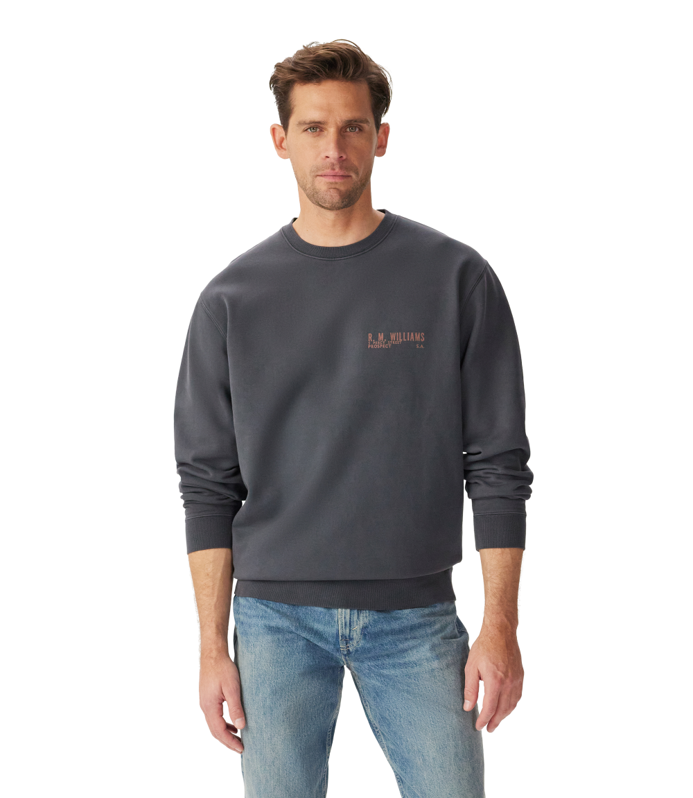 R.M.Williams Mens Flinders Crew Sweatshirt (KC200BB01) Vintage Black