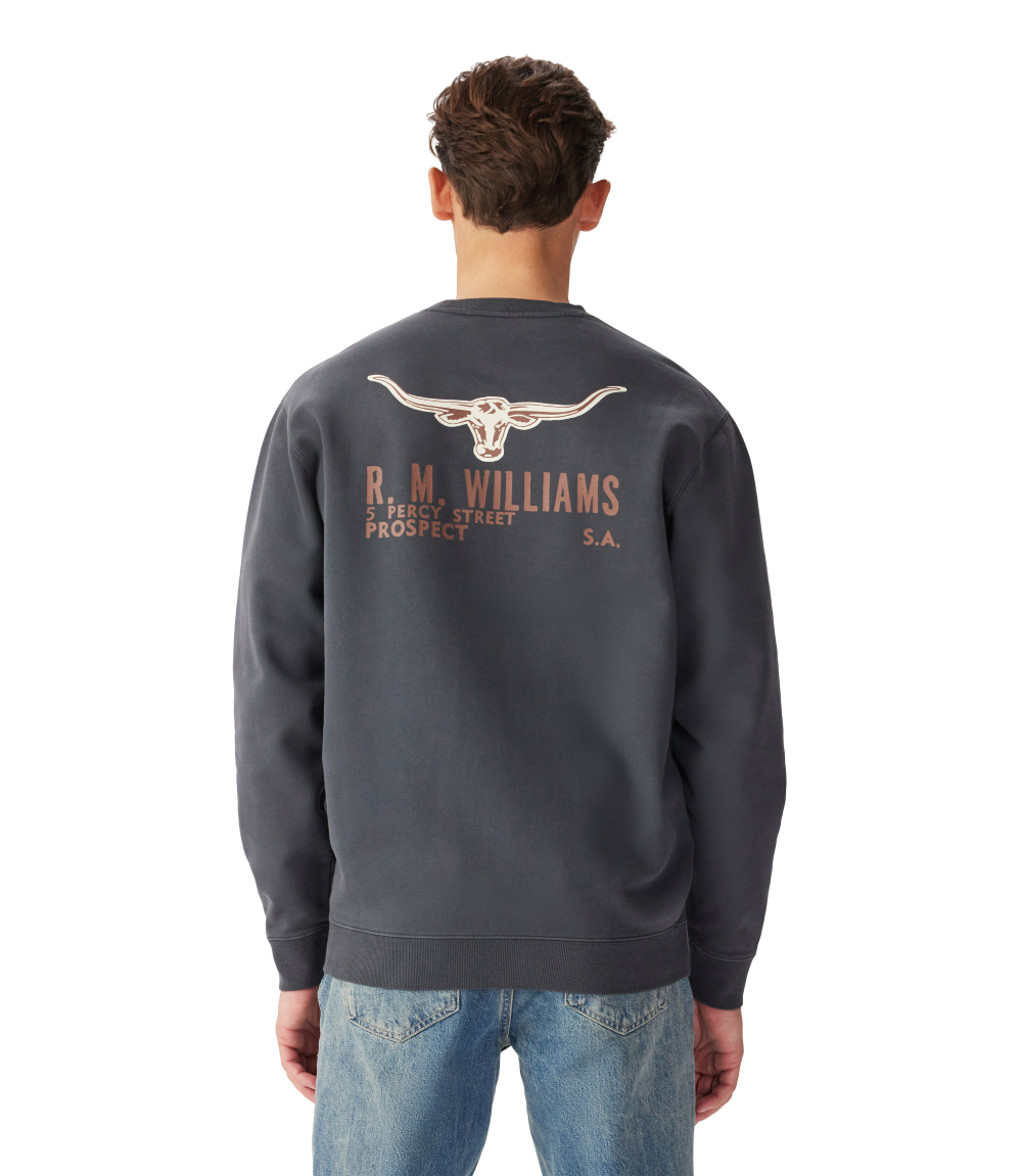 R.M.Williams Mens Flinders Crew Sweatshirt (KC200BB01) Vintage Black