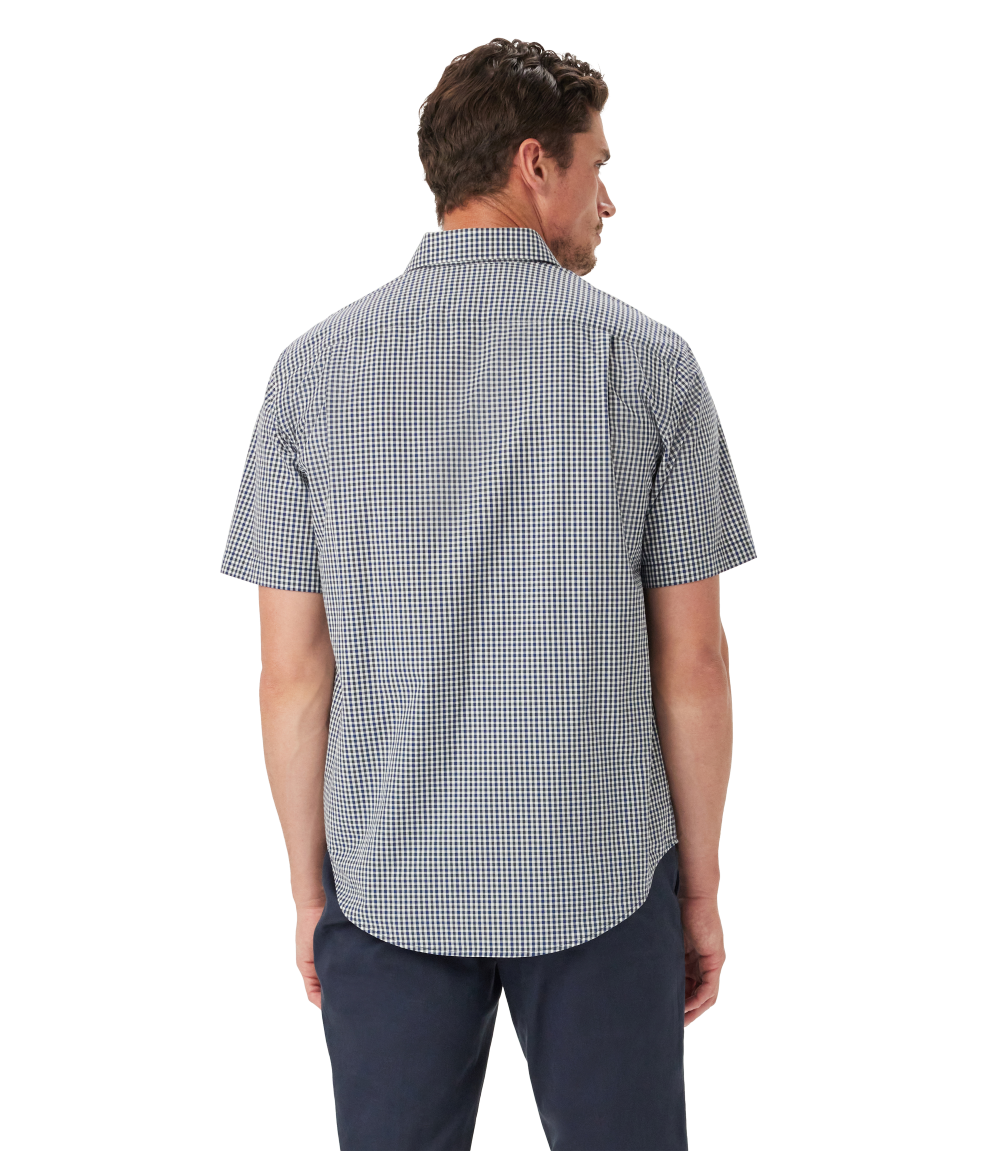 R.M.Williams Mens Classic Poplin Check S/S Shirt (SH211PS04) Navy Char