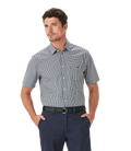R.M.Williams Mens Classic Poplin Check S/S Shirt (SH211PS04) Navy Char